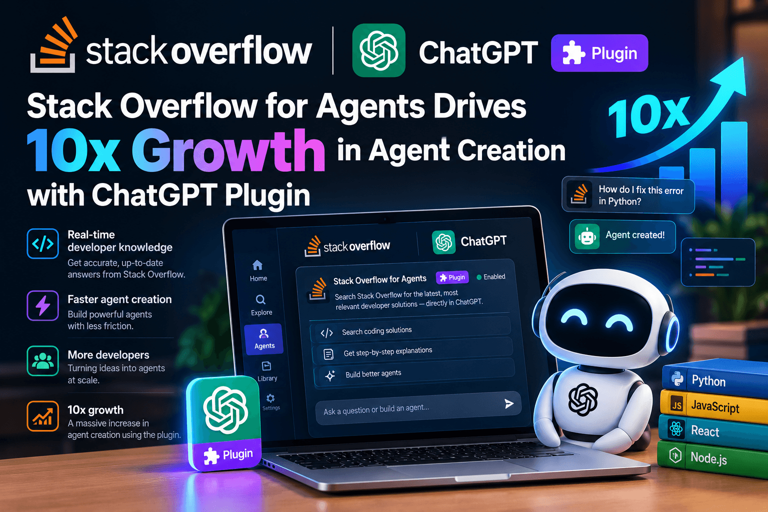 Stack Overflow for Agents Drives 10x Growth in Agent Creation with ChatGPT Plugin cover image