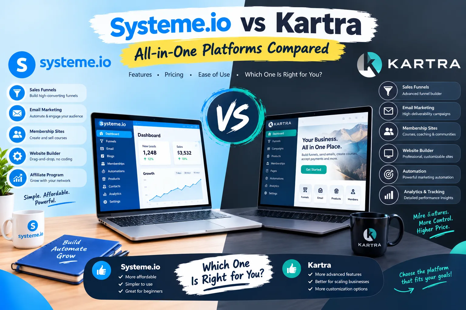 Systeme.io vs Kartra 2026: All-in-One Platforms Compared cover image